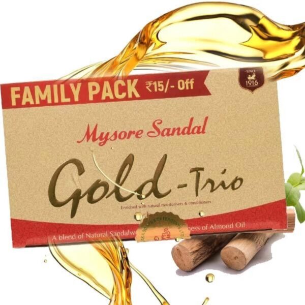 MYSORE SANDAL Gold trio  (3 x 125 g = 375 Gram)